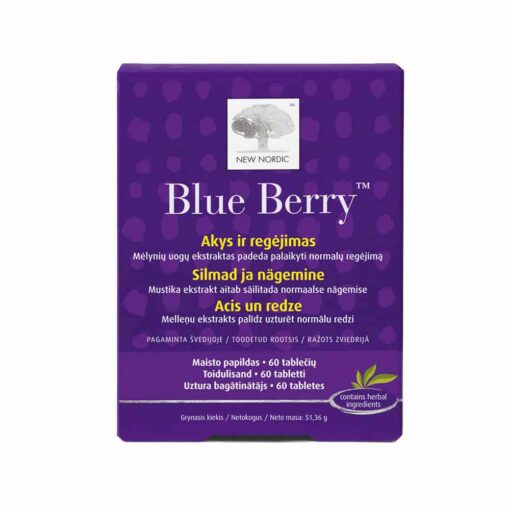 NEW NORDIC Blue Berry tabletes 60 gab