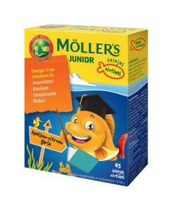 MOLLERS Junior Omega 3 zelejas zivtinas ar apelsinu citronu garsu 45 gab