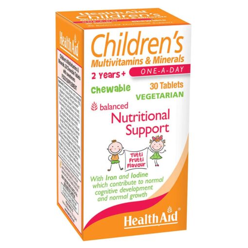 HealthAid Childrens Multivitamins Minerals koslajamas tabletes 30 gab