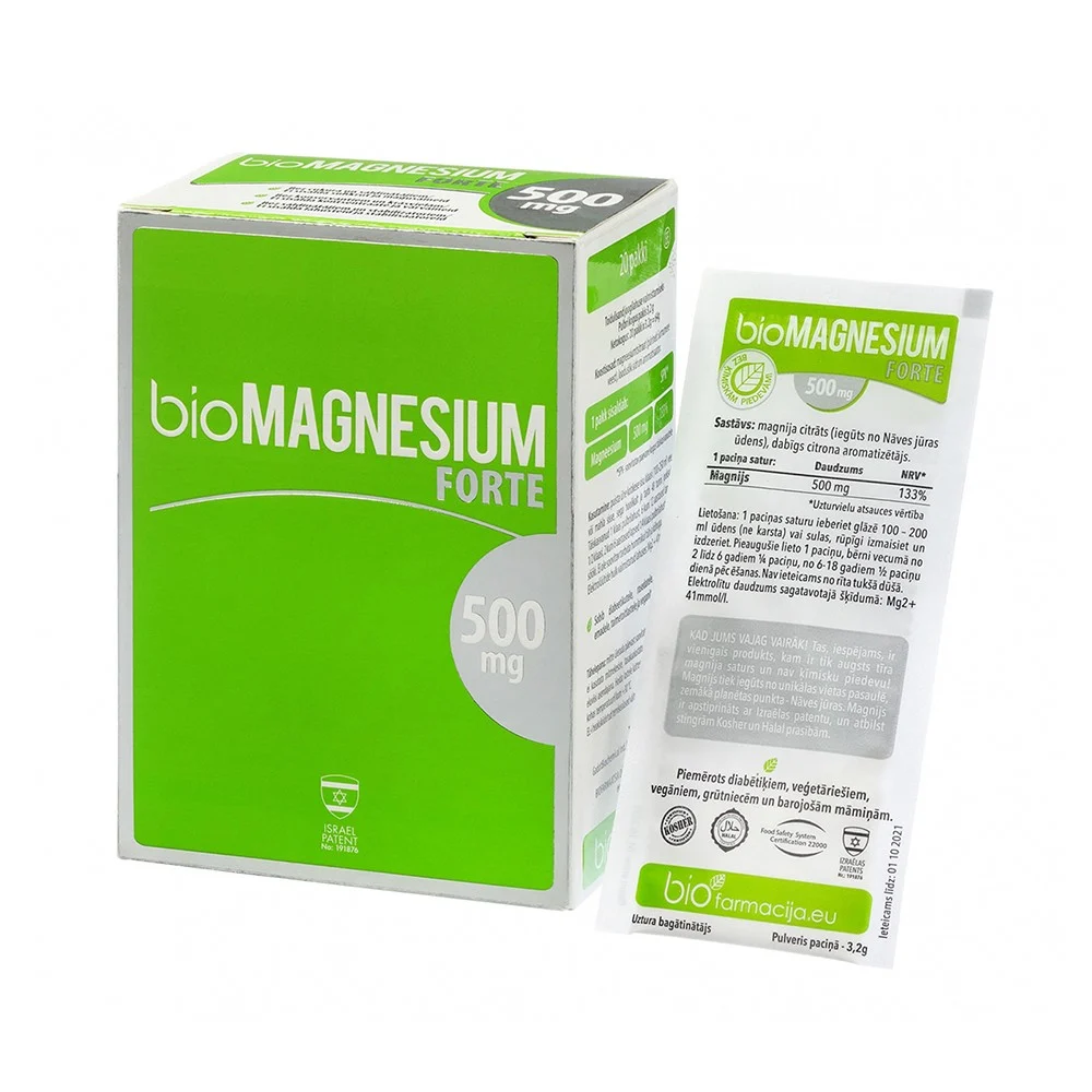 BIOFARMACIJA BIOMAGNESIUM Forte 500 mg pulveris N20