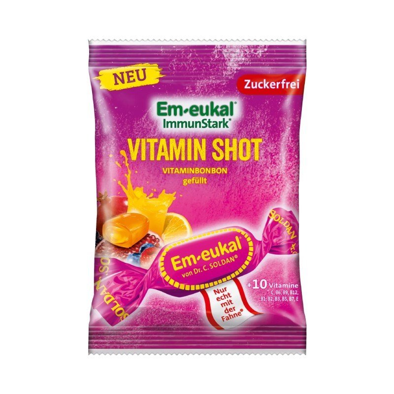 DR.SOLDAN Em-Eukal ImmunStark Vitamin Shot karamellid ilma suhkruta 75 g