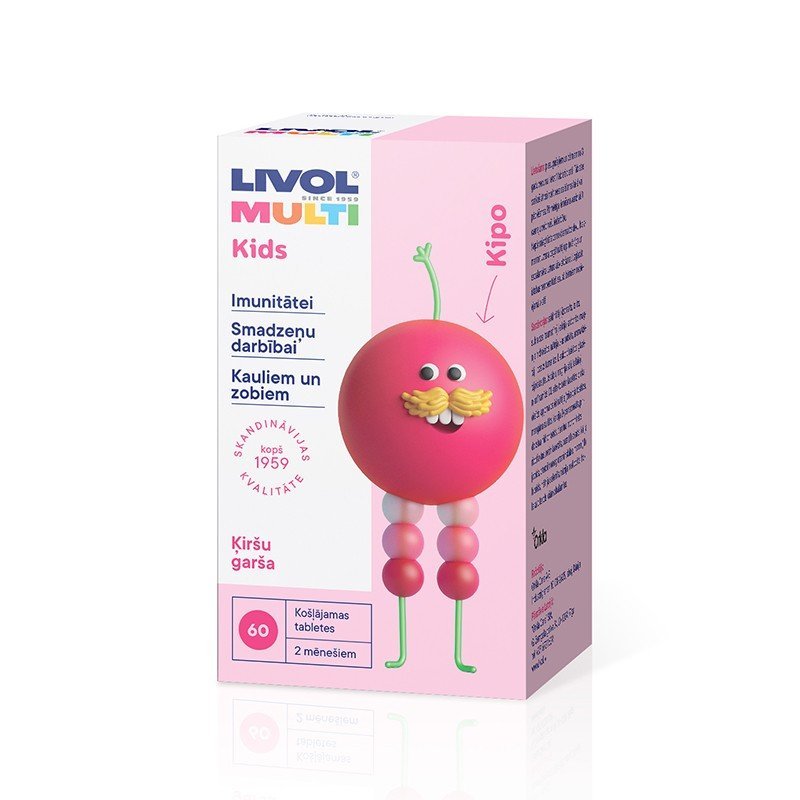 LIVOL Multi Kids (ķiršu garša) košļājamās tabletes N60