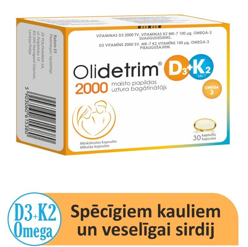 OLIDETRIM 2000 D3 + K2 Omega-3 kapsulės N30