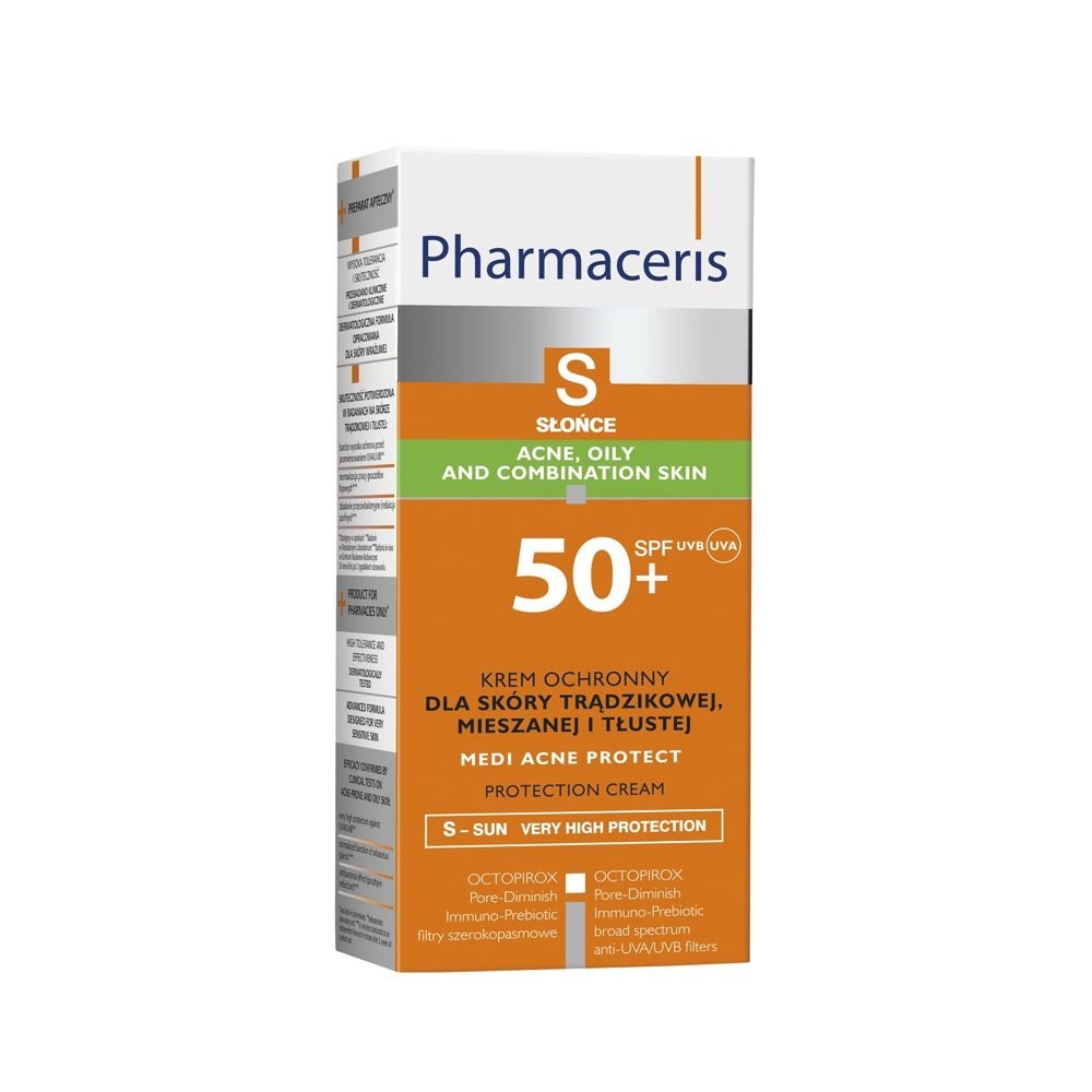 PHARMACERIS Sun SPF50+ sejas aizsargkrēms ādai ar akni jaukta tipa vai taukainai ādai 50 ml