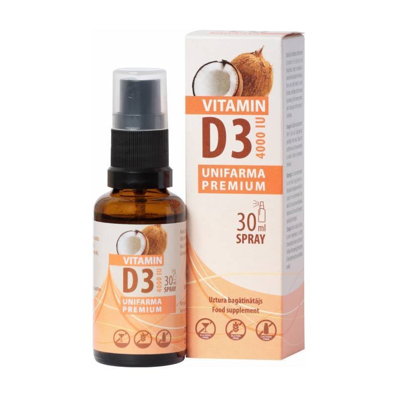 UNIFARMA Premium D3 vit. 4000 RÜ pihustuslahus 30 ml
