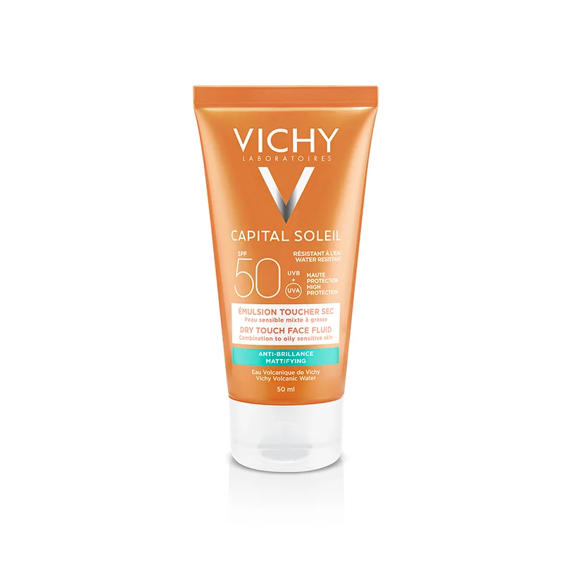 VICHY Capital Soleil Dry Touch Face Fluid SPF 50+ sejas saules aizsargfluīds norm/tauk. ādai 50 ml